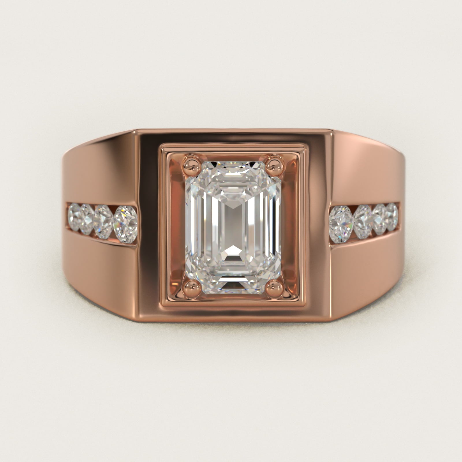 Men's Round Diamond Channel Engagement Ring in 14k Rose Gold (1/3 ct. tw.) - Emerald Center