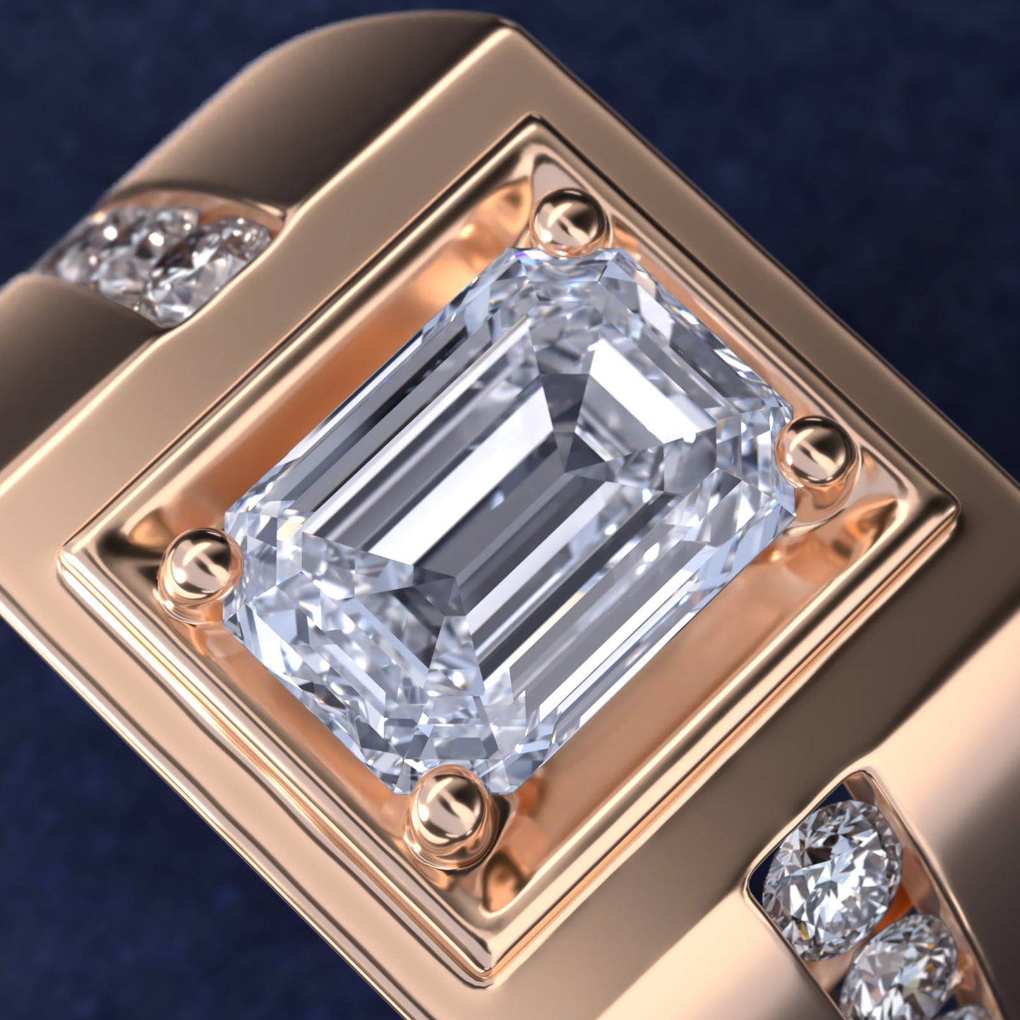 Men's Round Diamond Channel Engagement Ring in 14k Rose Gold (1/3 ct. tw.) - Emerald Center