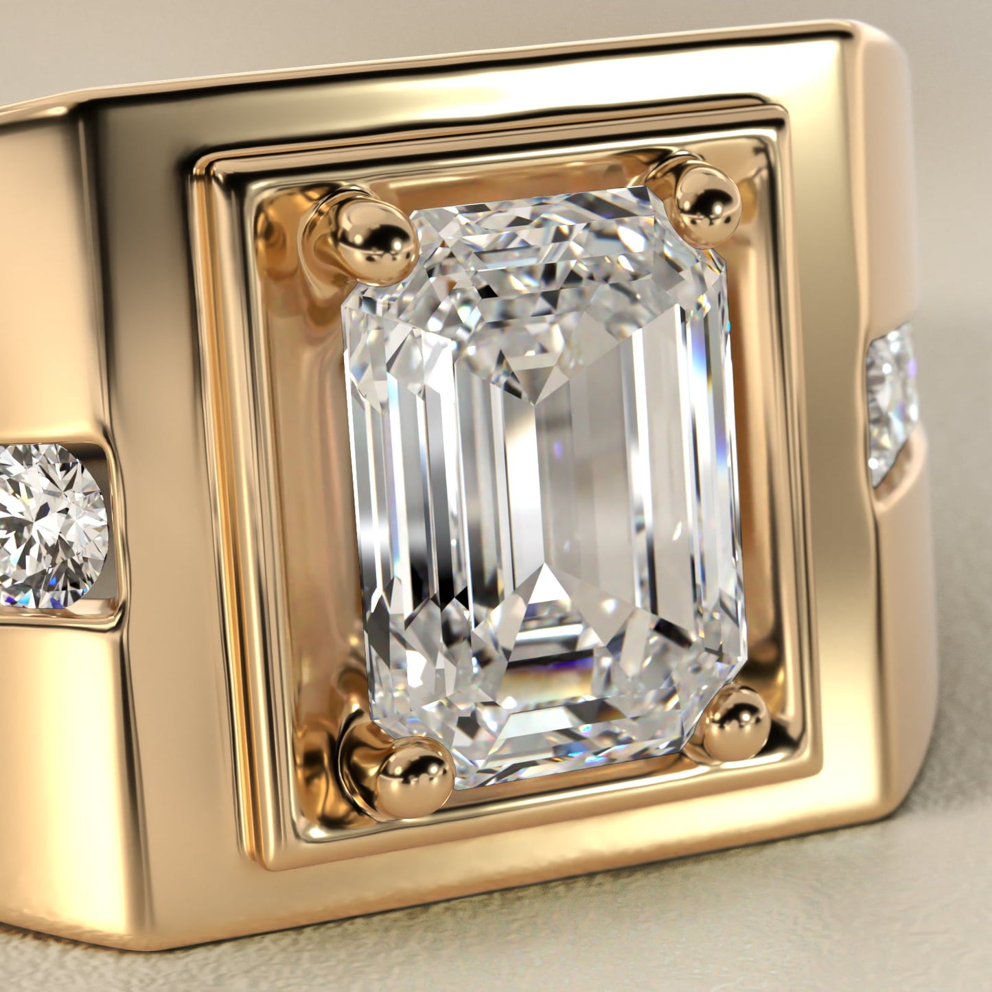 Men's Round Diamond Channel Engagement Ring in 14k Yellow Gold (1/3 ct. tw.) - Emerald Center