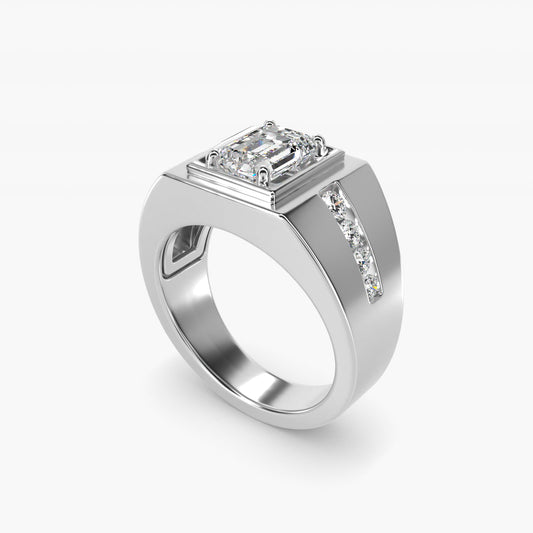 Men's Round Diamond Channel Engagement Ring in Platinum (1/3 ct. tw.) - Emerald Center
