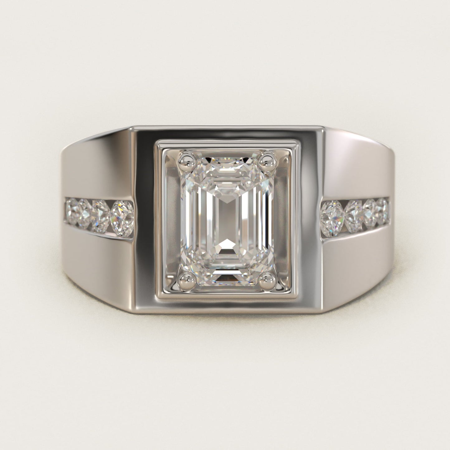 Men's Round Diamond Channel Engagement Ring in Platinum (1/3 ct. tw.) - Emerald Center