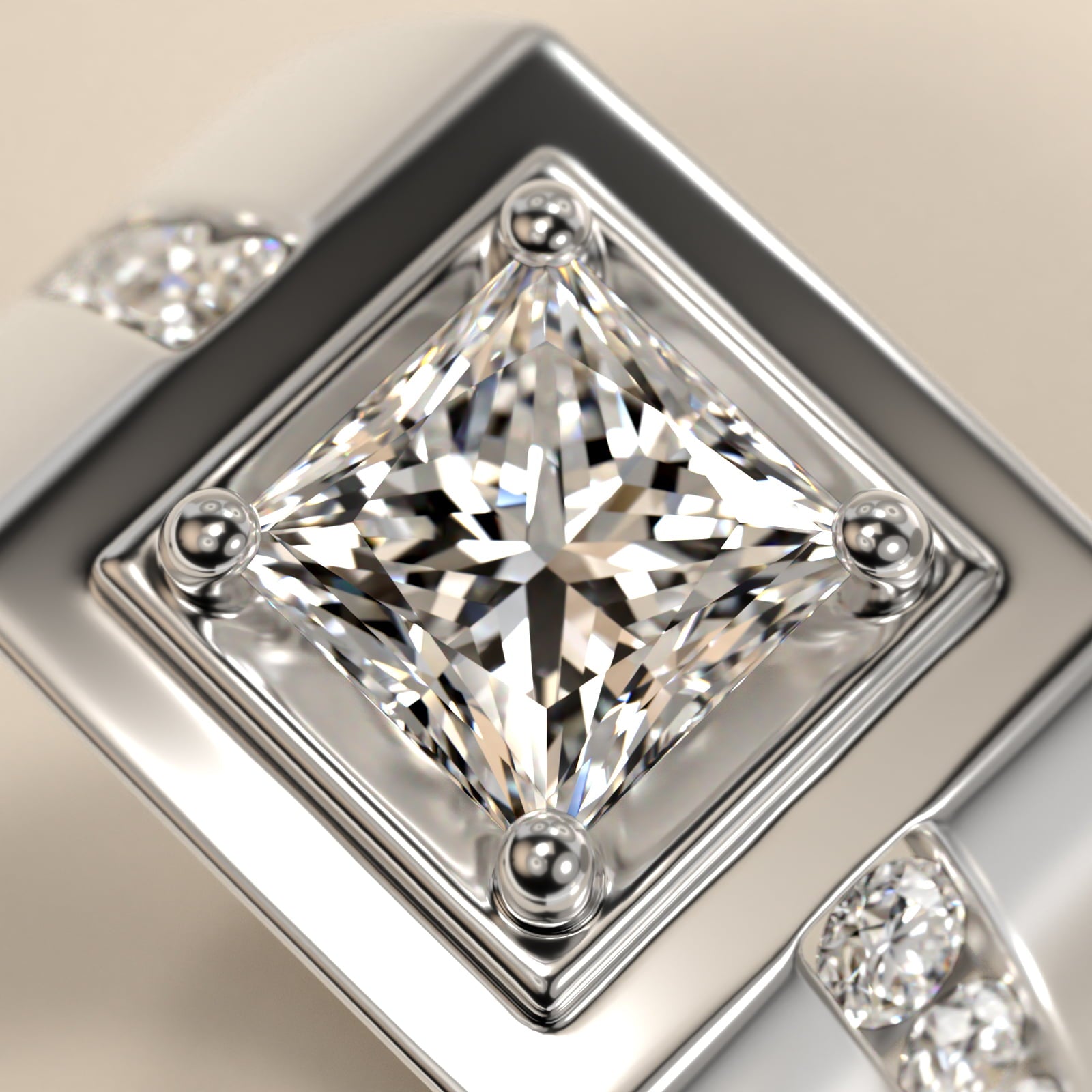 Men's Round Diamond Channel Engagement Ring in Platinum (1/3 ct. tw.) - Princess Center