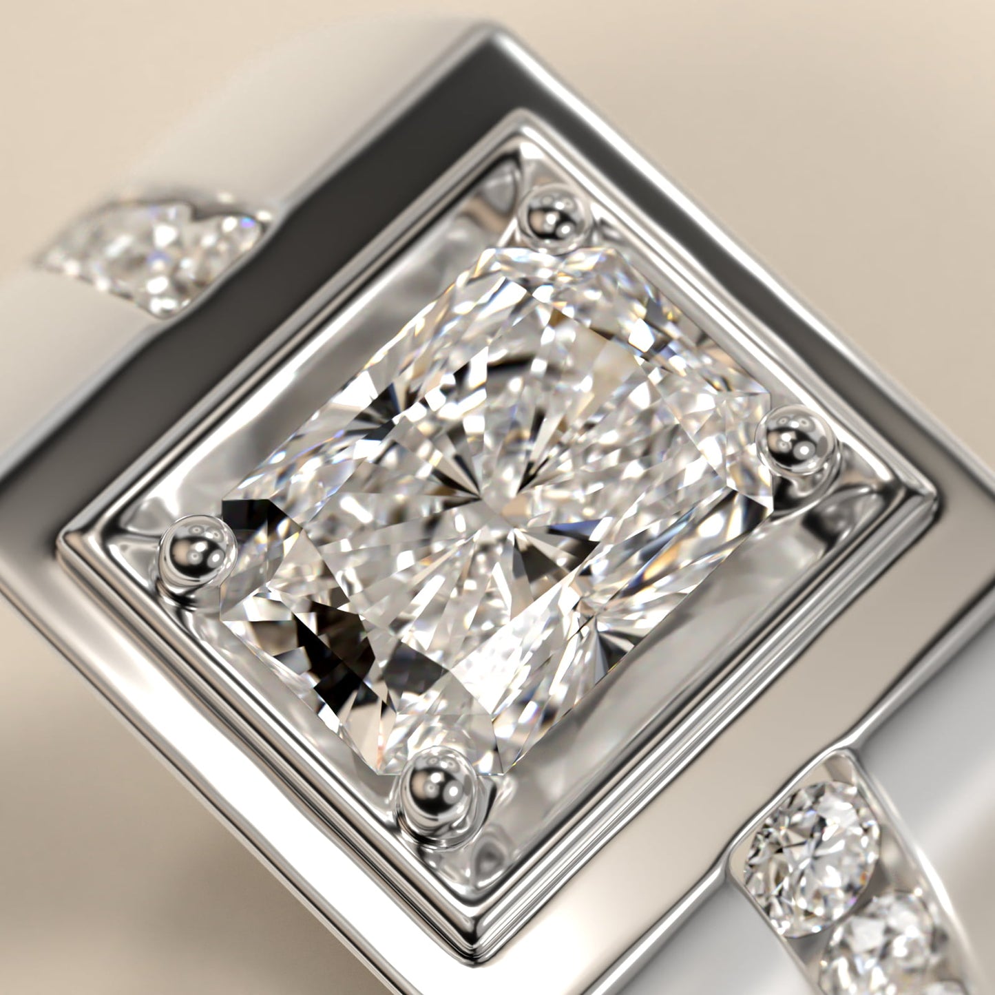 Men's Round Diamond Channel Engagement Ring in Platinum (1/3 ct. tw.) - Radiant Center