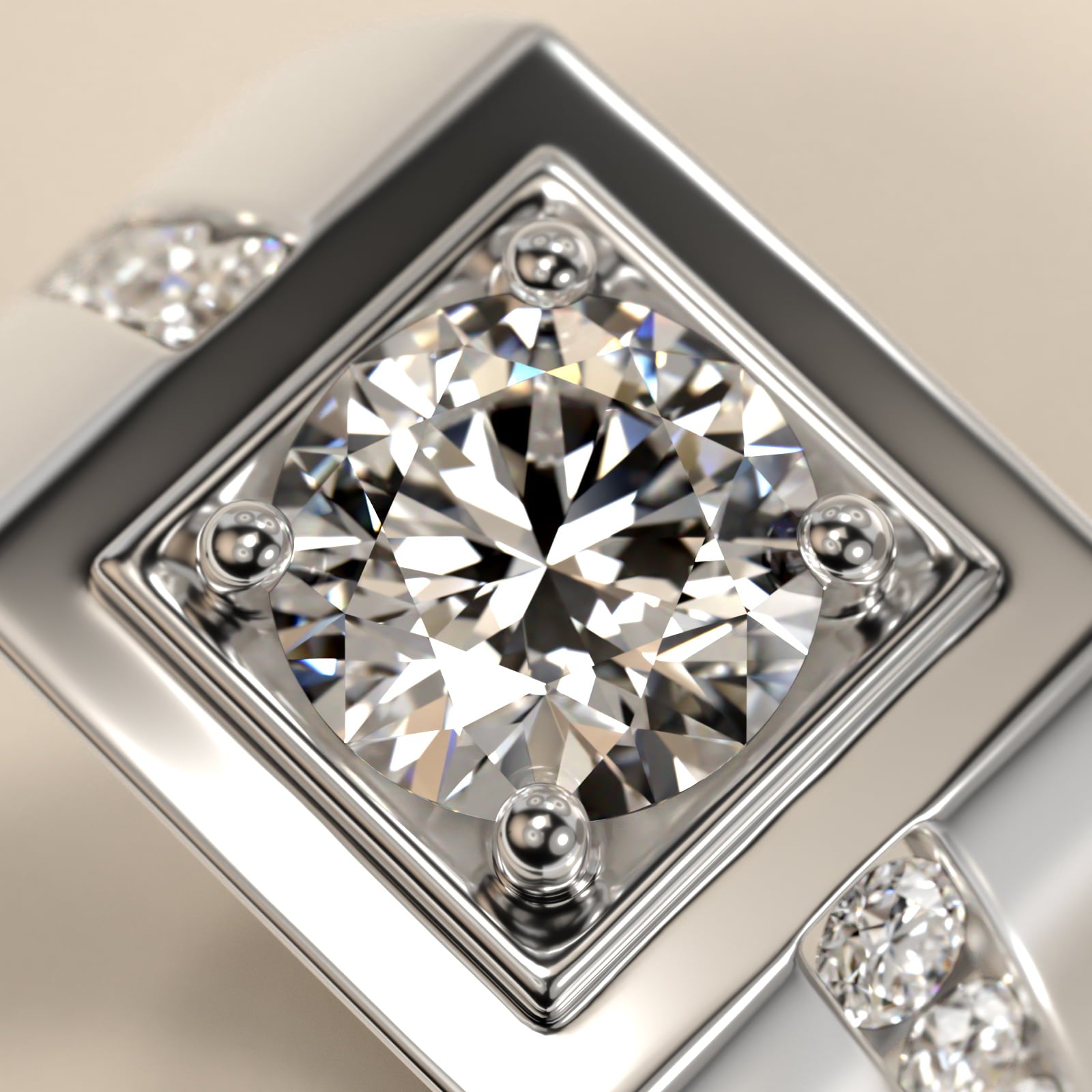 Men's Round Diamond Channel Engagement Ring in Platinum (1/3 ct. tw.) - Round Center