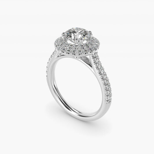MicropavŽ Double Halo Diamond Engagement Ring in Platinum (1/3 ct. tw.) - Round Center