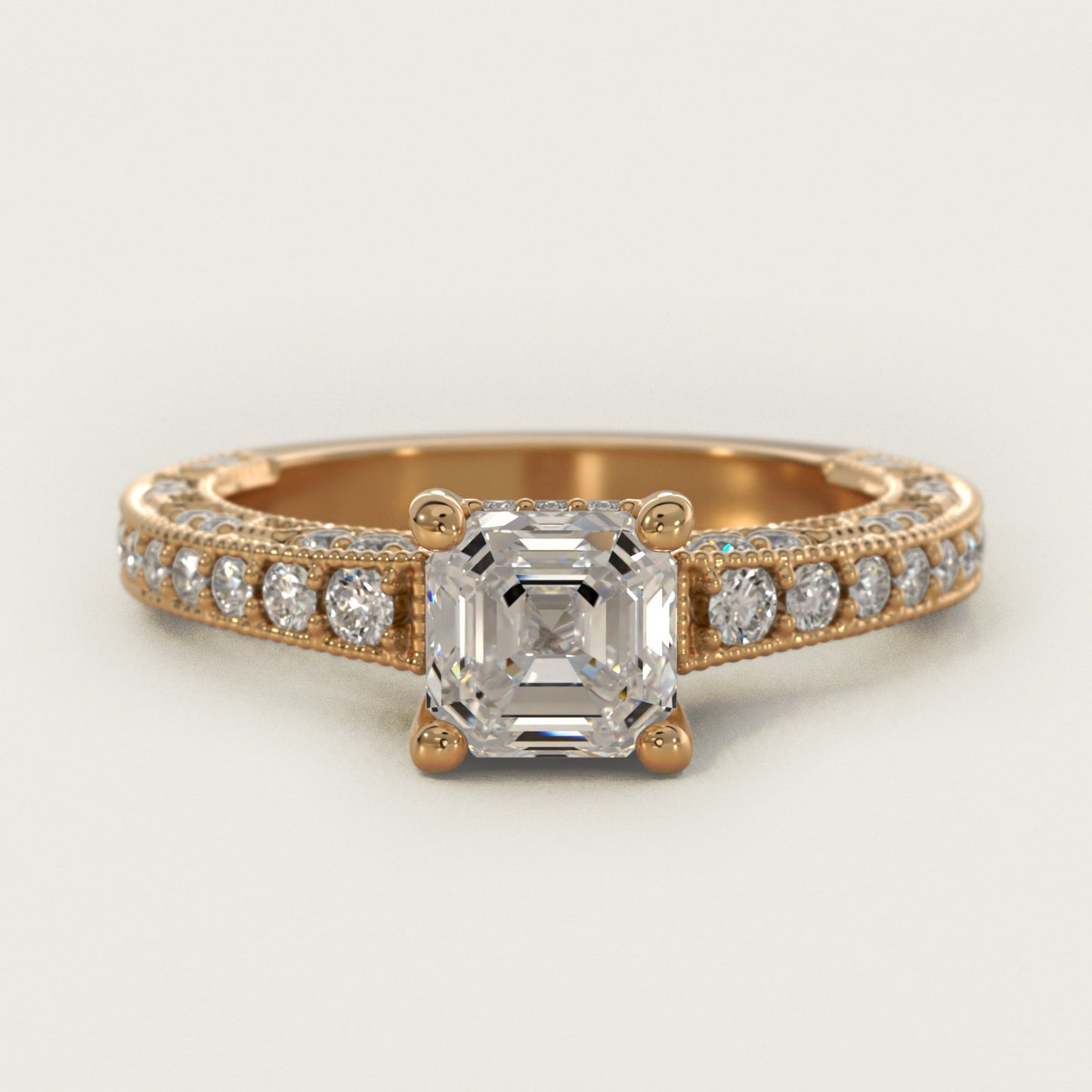 Milgrain Lace PavŽ Vintage-Style Engagement Ring In 18k Yellow Gold By James Allen - Asscher Center