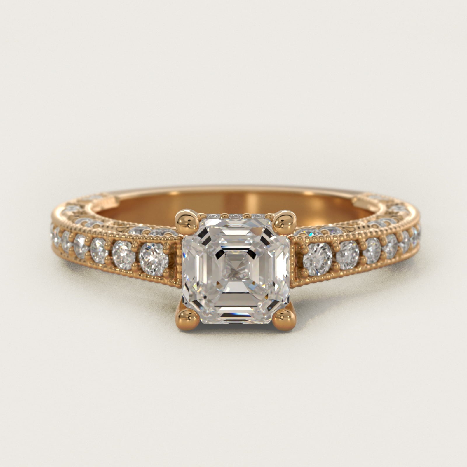 Milgrain Lace PavŽ Vintage-Style Engagement Ring In 18k Yellow Gold By James Allen - Asscher Center
