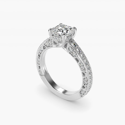Milgrain Lace PavŽ Vintage-Style Engagement Ring In Platinum By James Allen - Asscher Center