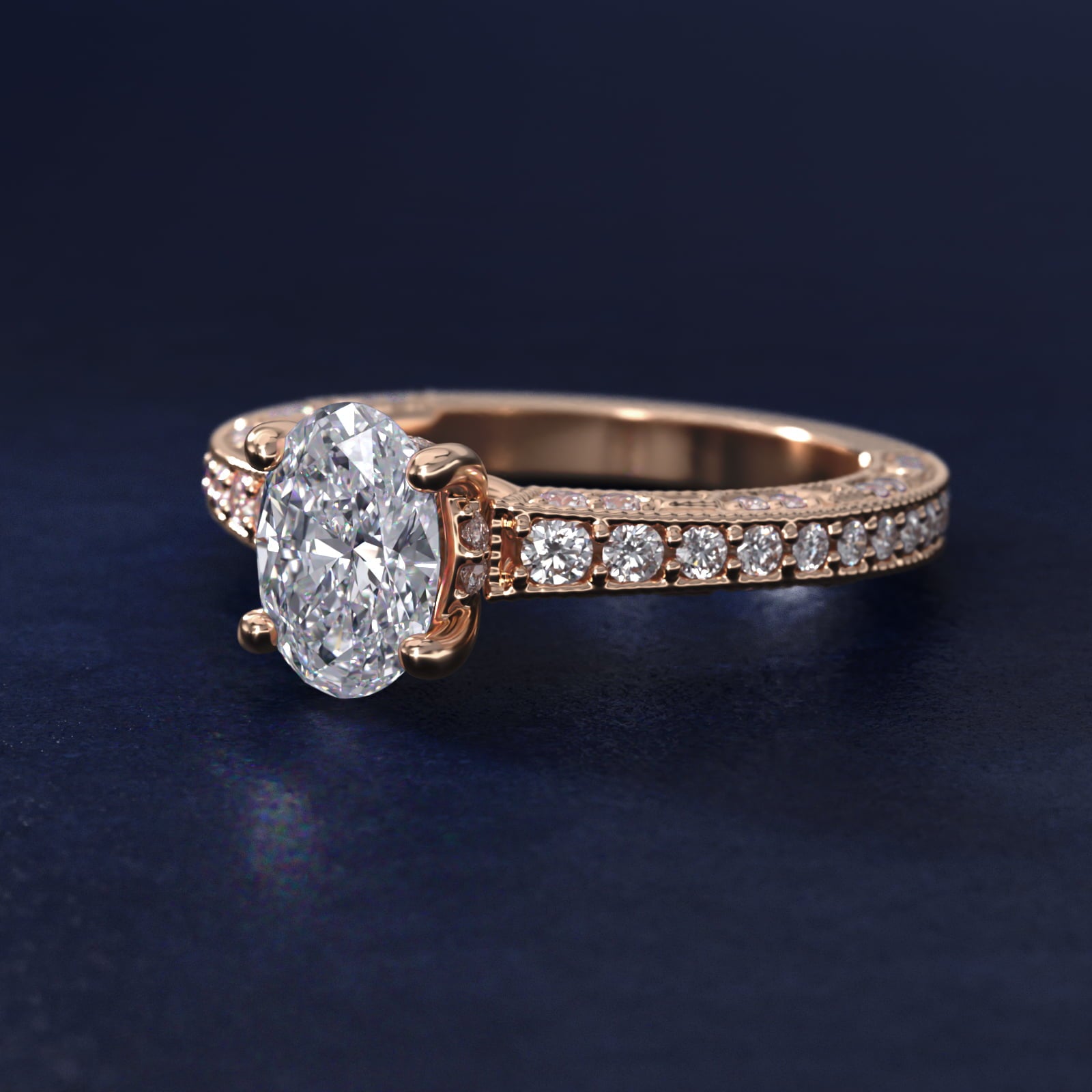 Milgrain Lace PavŽ Vintage-Style Engagement Ring In 18k Rose Gold By James Allen - Oval Center