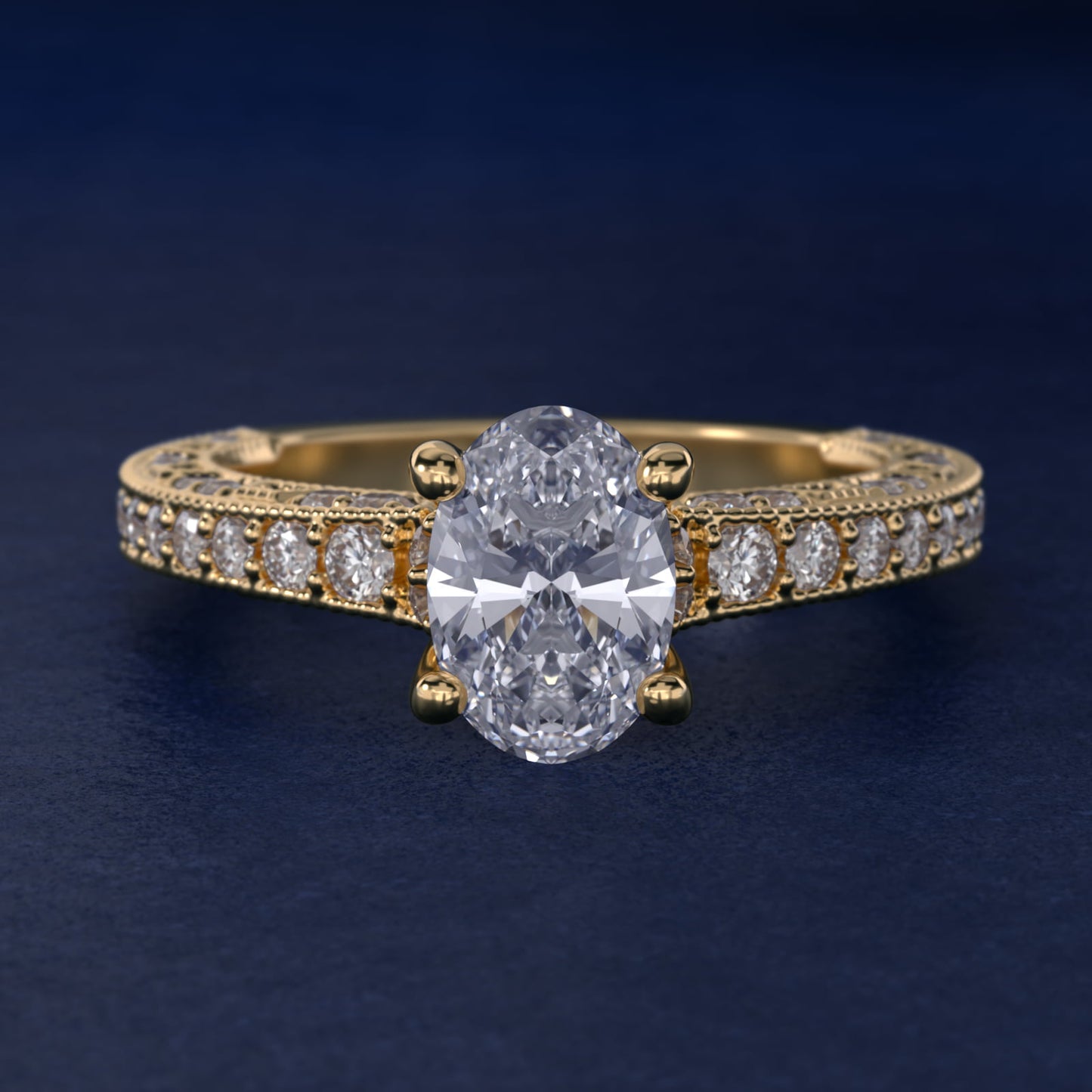 Milgrain Lace PavŽ Vintage-Style Engagement Ring In 18k Yellow Gold By James Allen - Oval Center