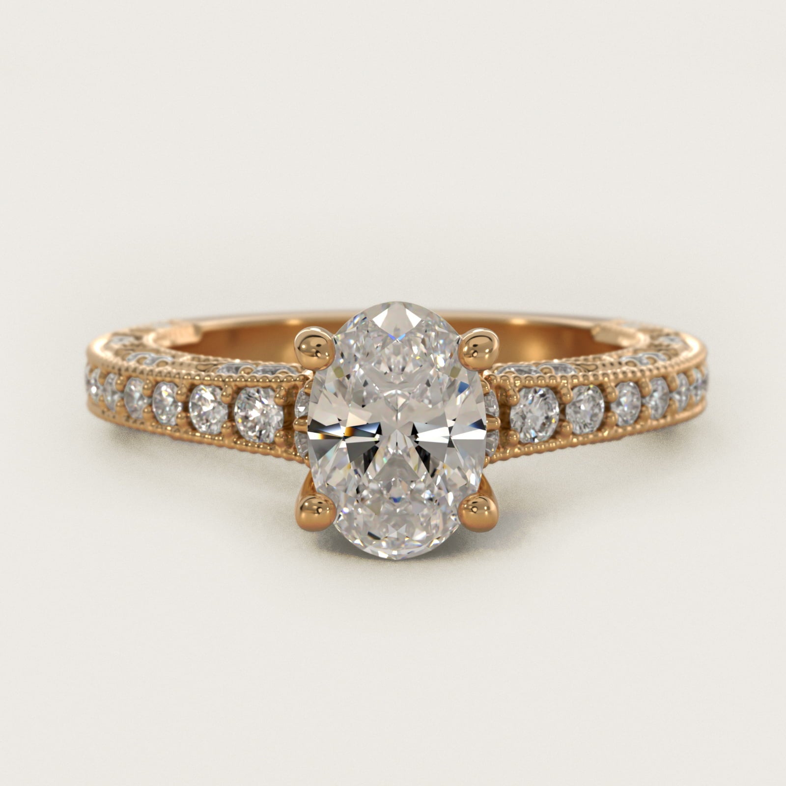 Milgrain Lace PavŽ Vintage-Style Engagement Ring In 18k Yellow Gold By James Allen - Oval Center