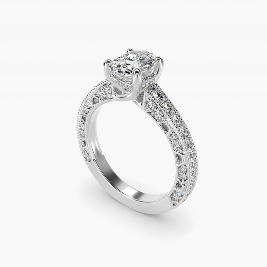 Milgrain Lace PavŽ Vintage-Style Engagement Ring In Platinum By James Allen - Oval Center