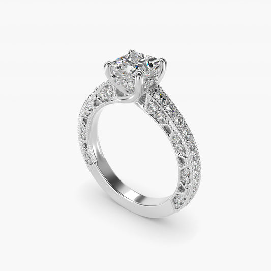 Milgrain Lace PavŽ Vintage-Style Engagement Ring In Platinum By James Allen - Princess Center