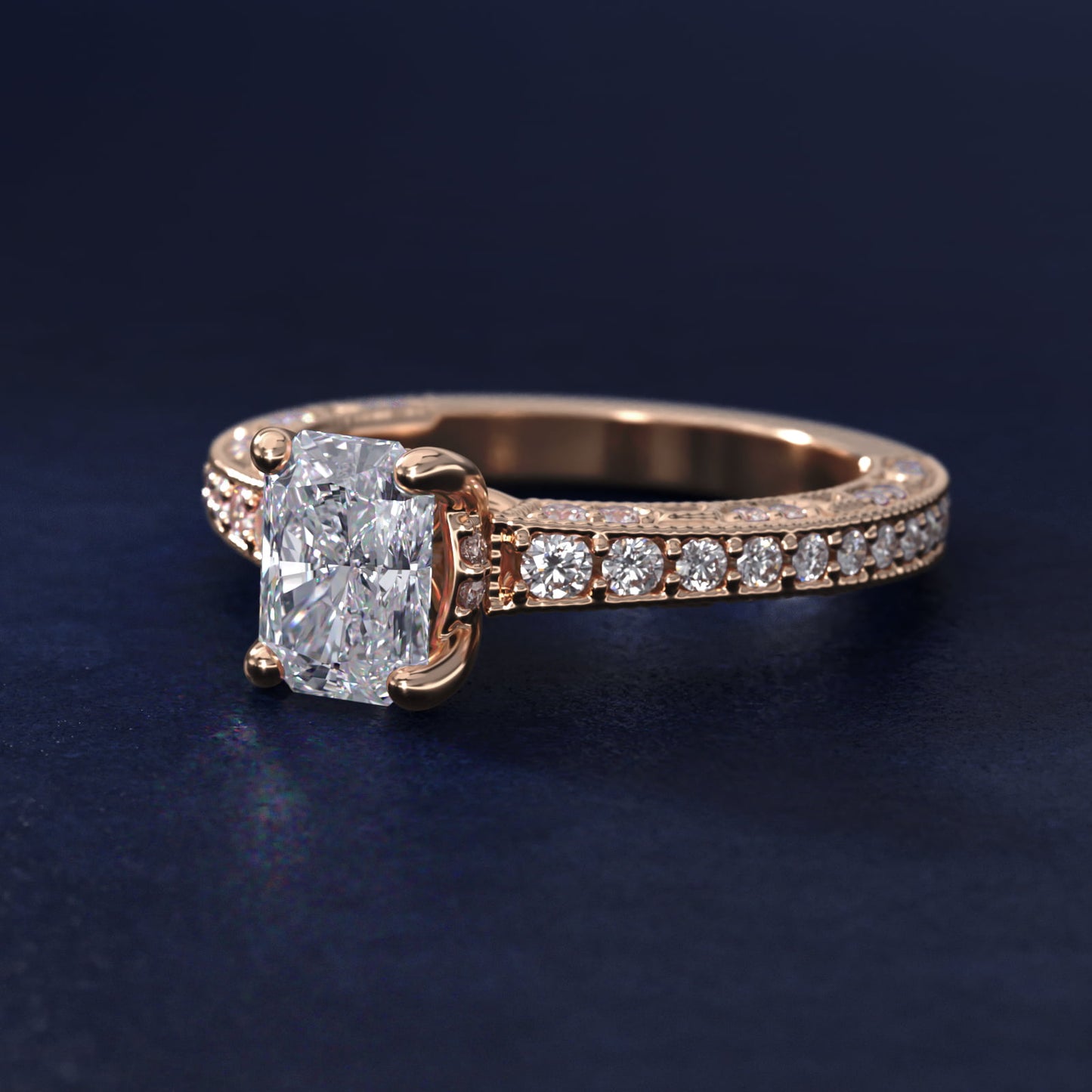 Milgrain Lace PavŽ Vintage-Style Engagement Ring In 18k Rose Gold By James Allen - Radiant Center