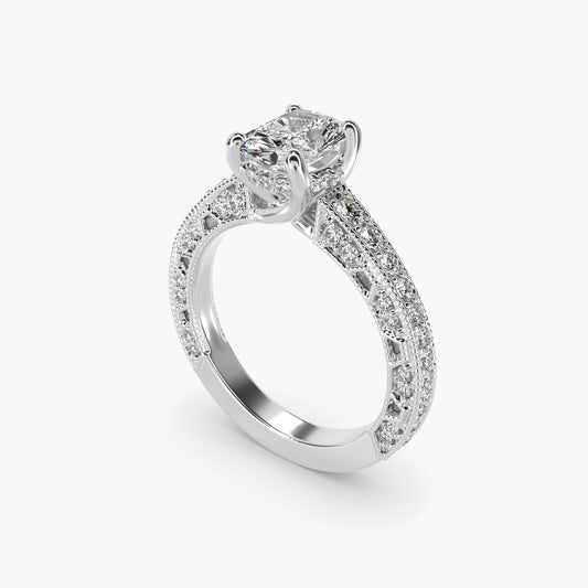 Milgrain Lace PavŽ Vintage-Style Engagement Ring In 18k White Gold By James Allen - Radiant Center