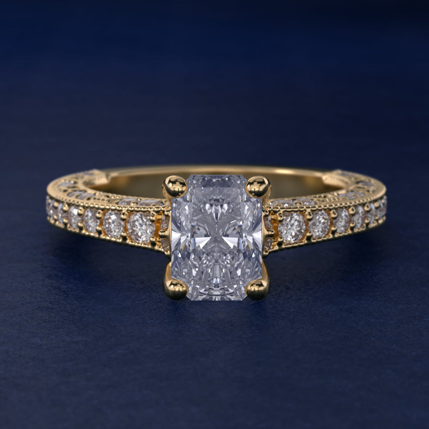 Milgrain Lace PavŽ Vintage-Style Engagement Ring In 14K Yellow Gold By James Allen - Radiant Center