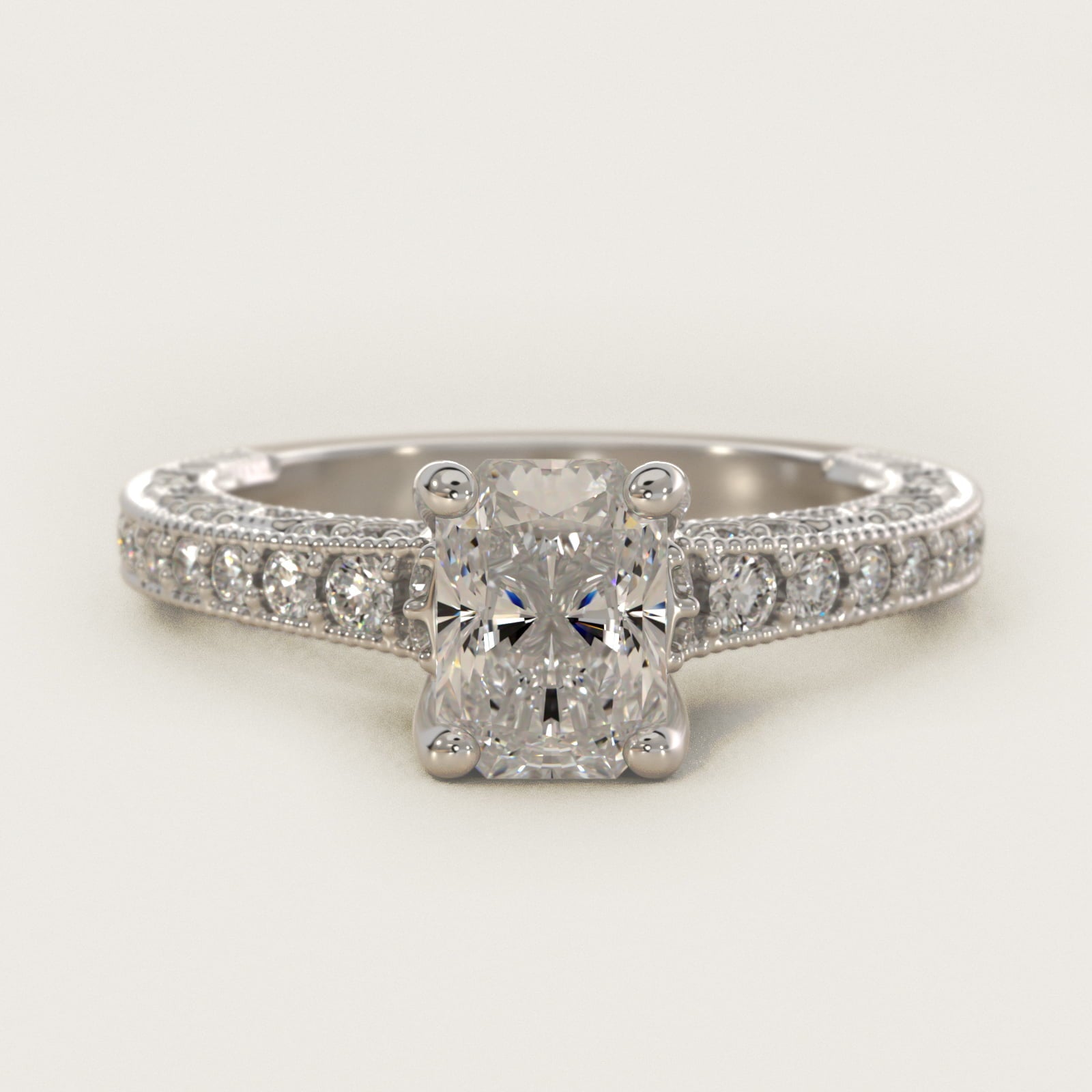 Milgrain Lace PavŽ Vintage-Style Engagement Ring In Platinum By James Allen - Radiant Center
