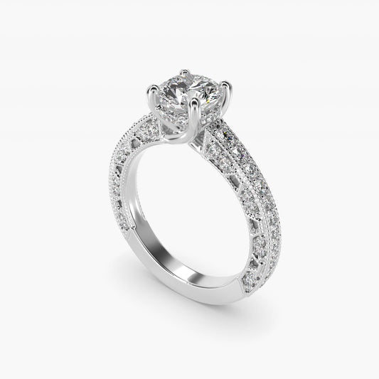Milgrain Lace PavŽ Vintage-Style Engagement Ring In 18k White Gold By James Allen - Round Center