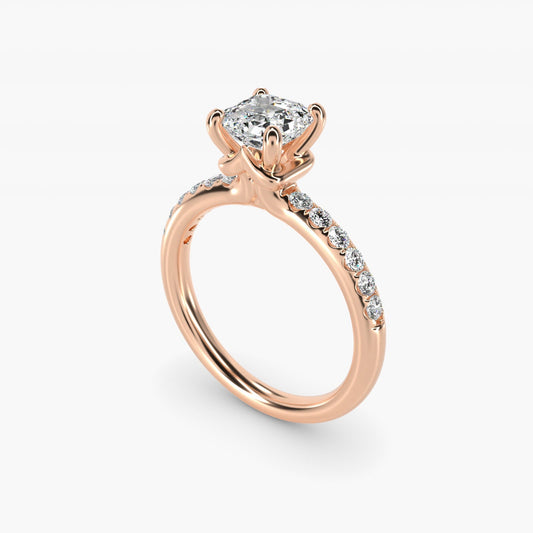 Mini Micropav? Diamond Engagement Ring in 18k Rose Gold - Asscher Center