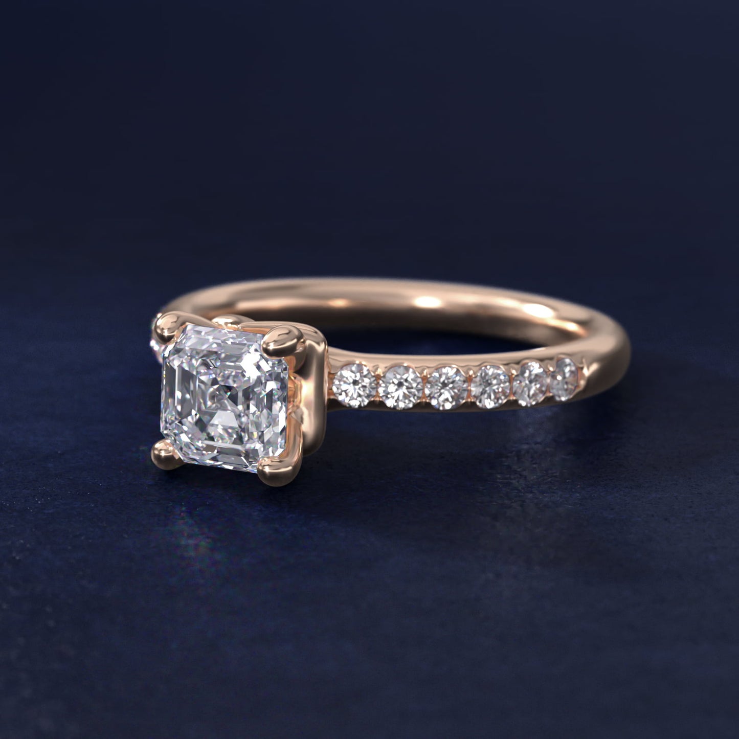 Mini MicropavŽ Diamond Engagement Ring in 14k Rose Gold - Asscher Center