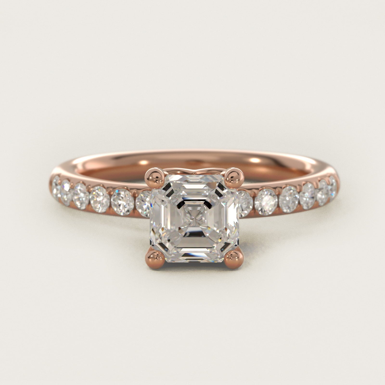 Mini MicropavŽ Diamond Engagement Ring in 14k Rose Gold - Asscher Center