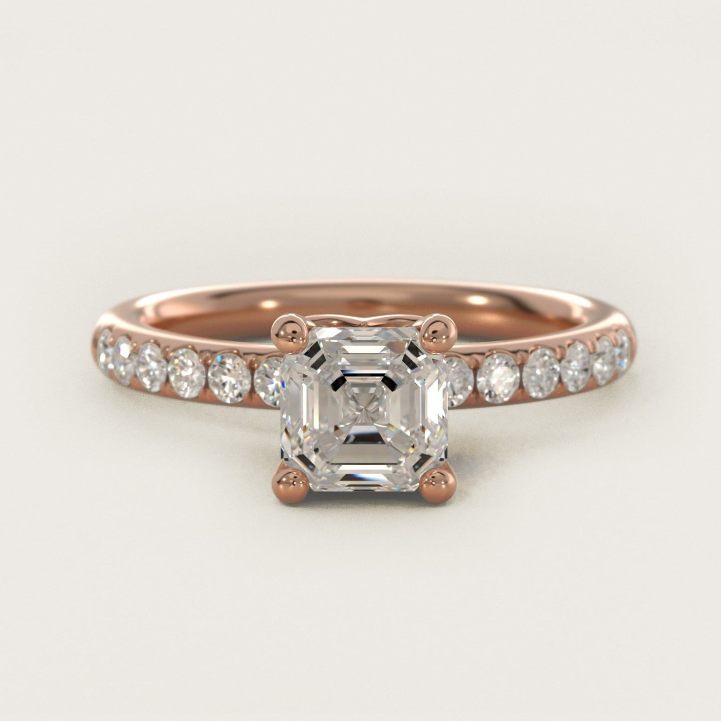 Mini Micropav? Diamond Engagement Ring in 18k Rose Gold - Asscher Center