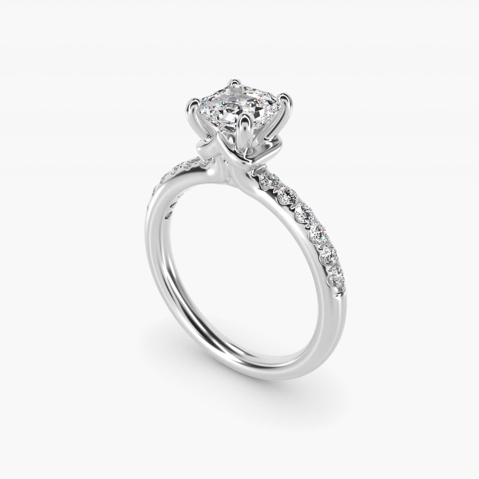 Mini MicropavŽ Diamond Engagement Ring in 14k White Gold - Asscher Center