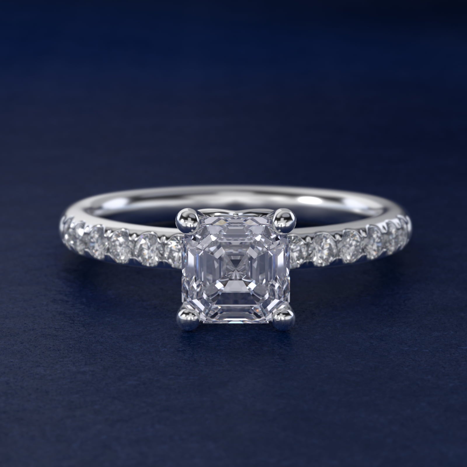Mini MicropavŽ Diamond Engagement Ring in 14k White Gold - Asscher Center