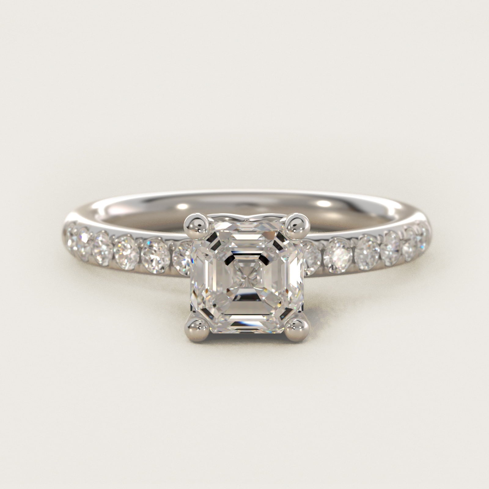 Mini MicropavŽ Diamond Engagement Ring in 14k White Gold - Asscher Center