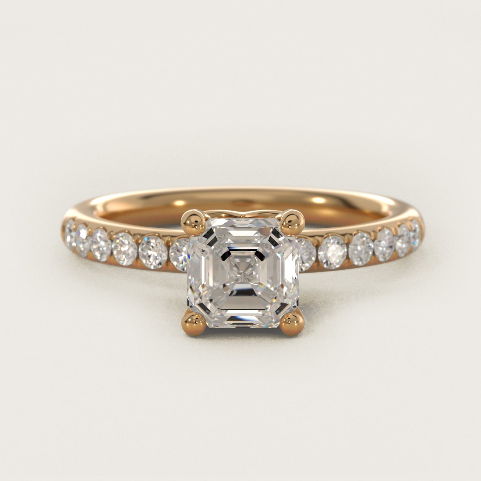 Mini MicropavŽ Diamond Engagement Ring in 14k Yellow Gold - Asscher Center