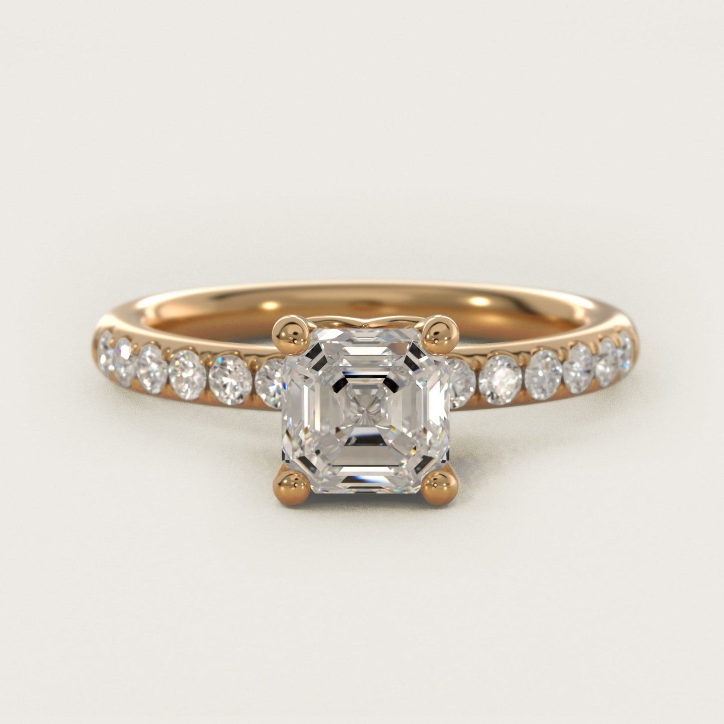 Mini Micropav? Diamond Engagement Ring in 18k Yellow Gold - Asscher Center