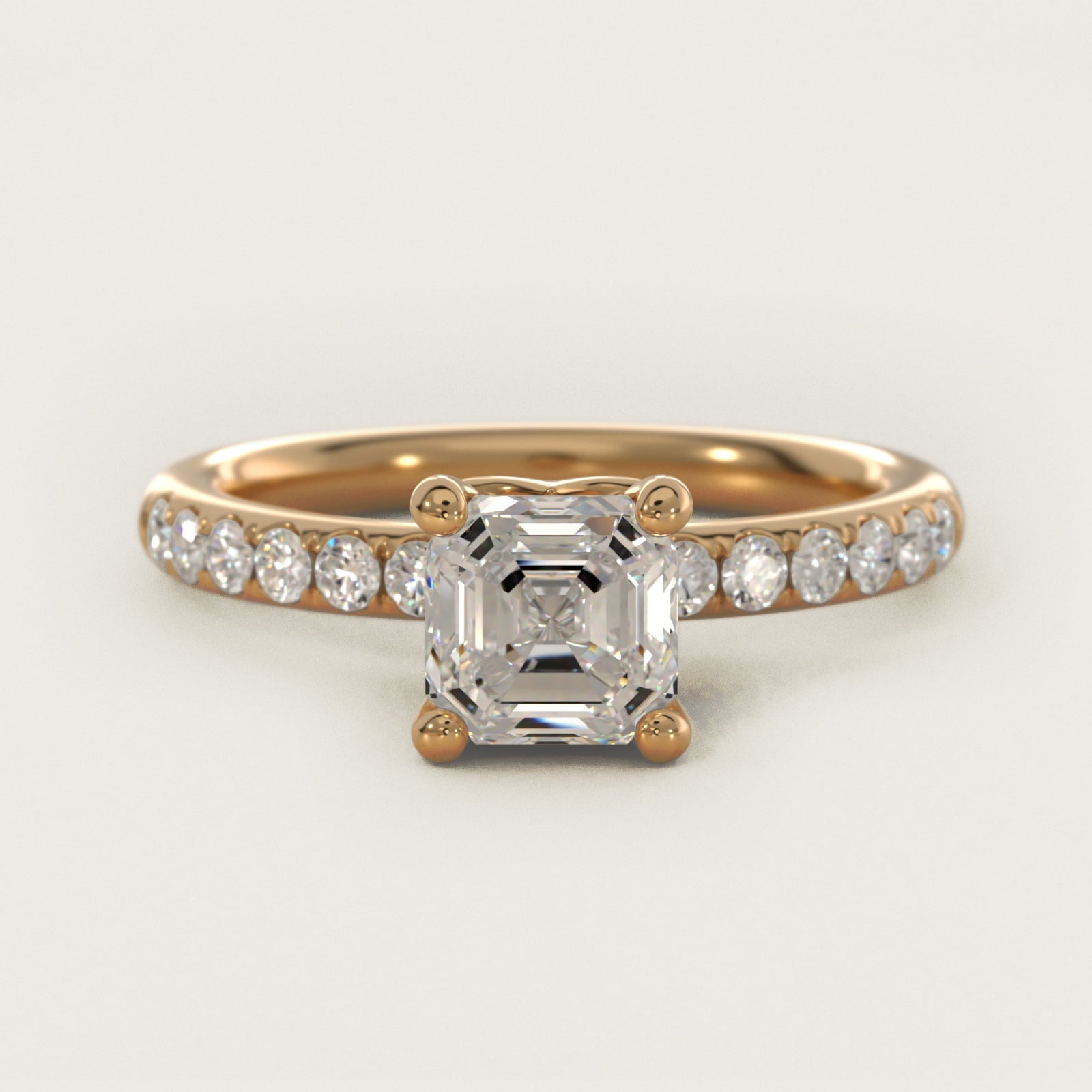 Mini Micropav? Diamond Engagement Ring in 18k Yellow Gold - Asscher Center
