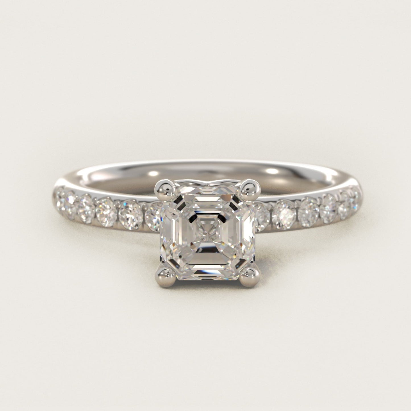 Mini Micropav? Diamond Engagement Ring in Platinum - Asscher Center