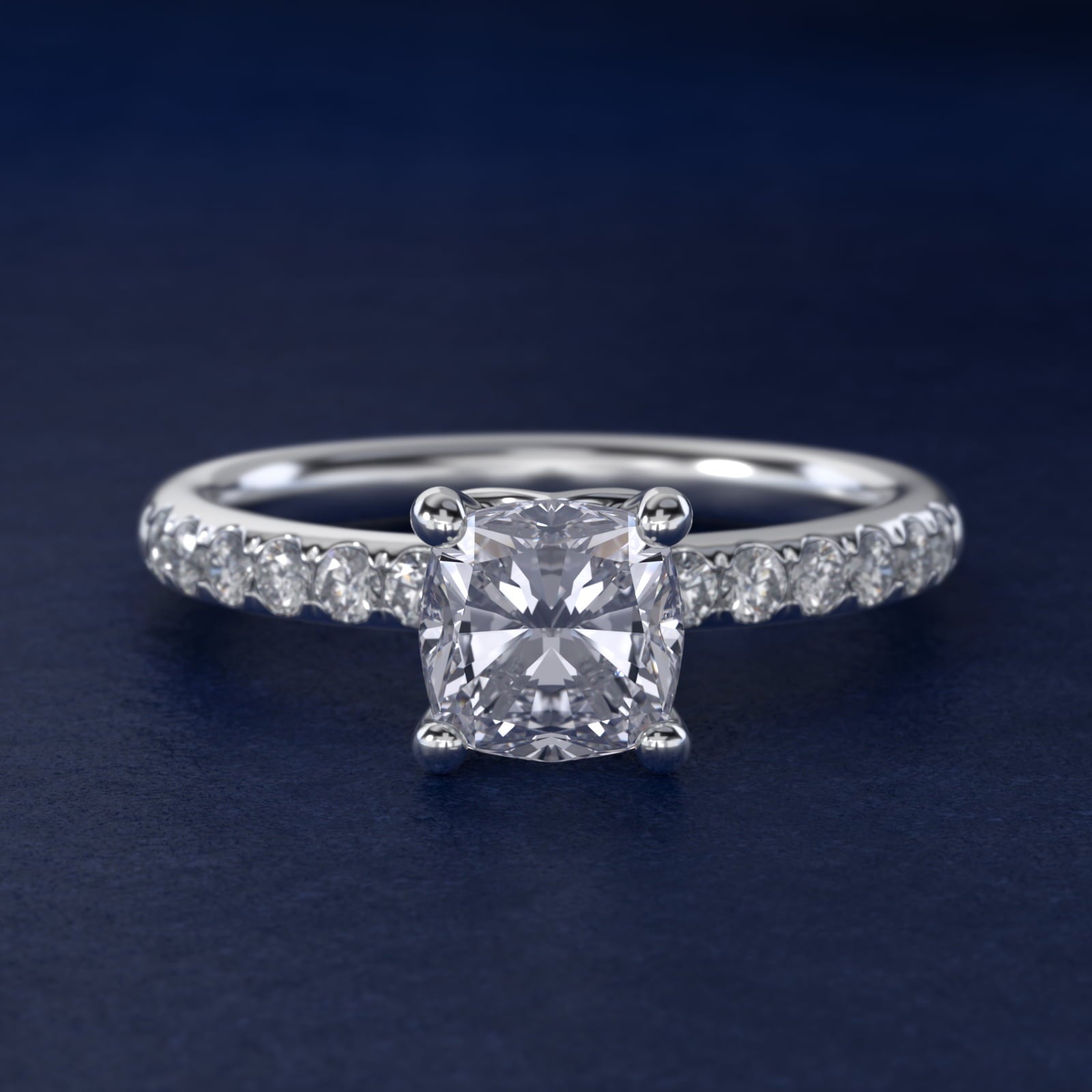 Mini Micropav? Diamond Engagement Ring in 18k White Gold - Cushion Center