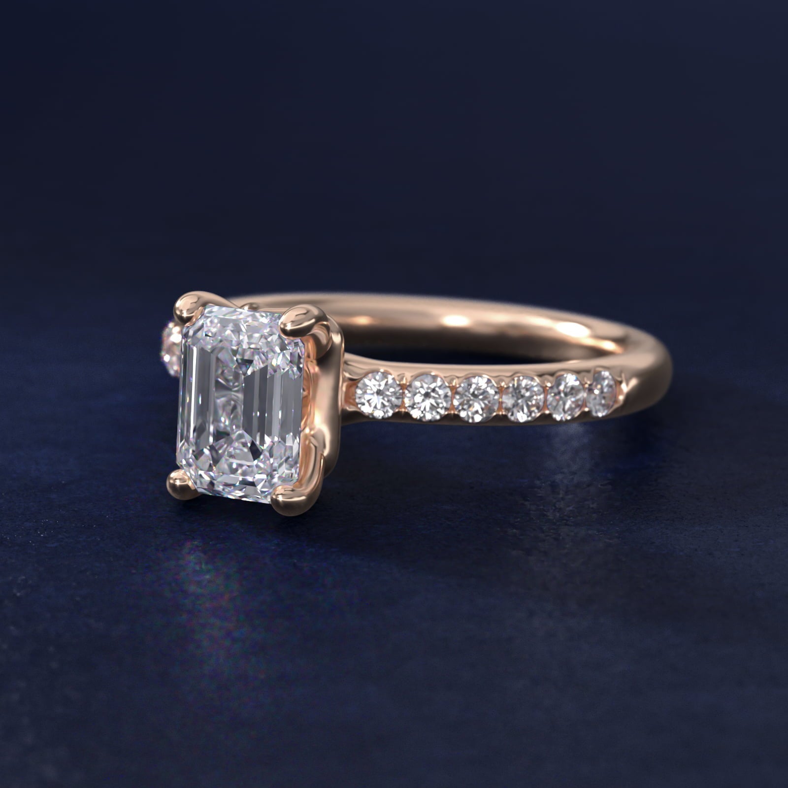 Mini Micropav? Diamond Engagement Ring in 18k Rose Gold - Emerald Center
