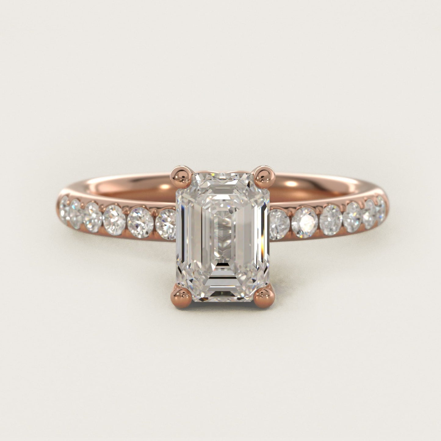 Mini Micropav? Diamond Engagement Ring in 18k Rose Gold - Emerald Center