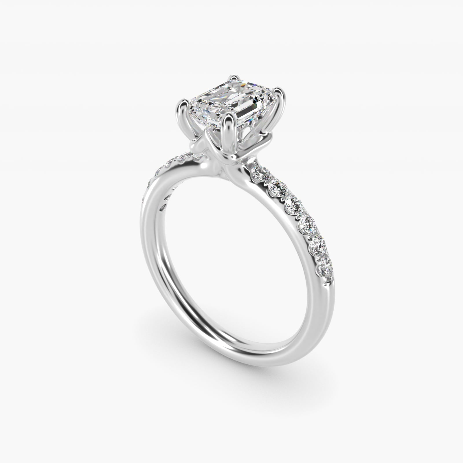 Mini Micropav? Diamond Engagement Ring in 18k White Gold - Emerald Center