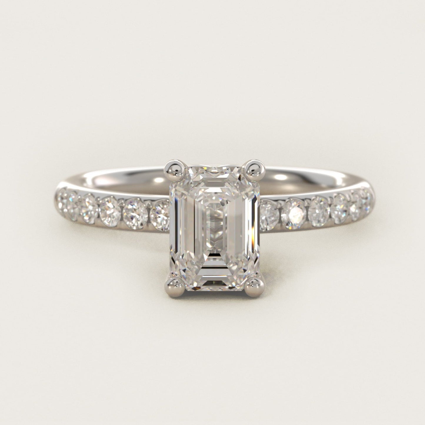 Mini Micropav? Diamond Engagement Ring in 18k White Gold - Emerald Center