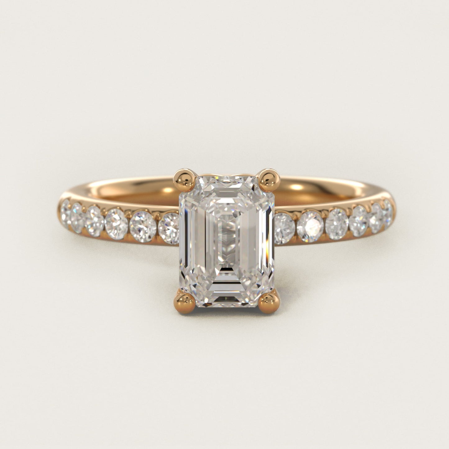 Mini MicropavŽ Diamond Engagement Ring in 14k Yellow Gold - Emerald Center