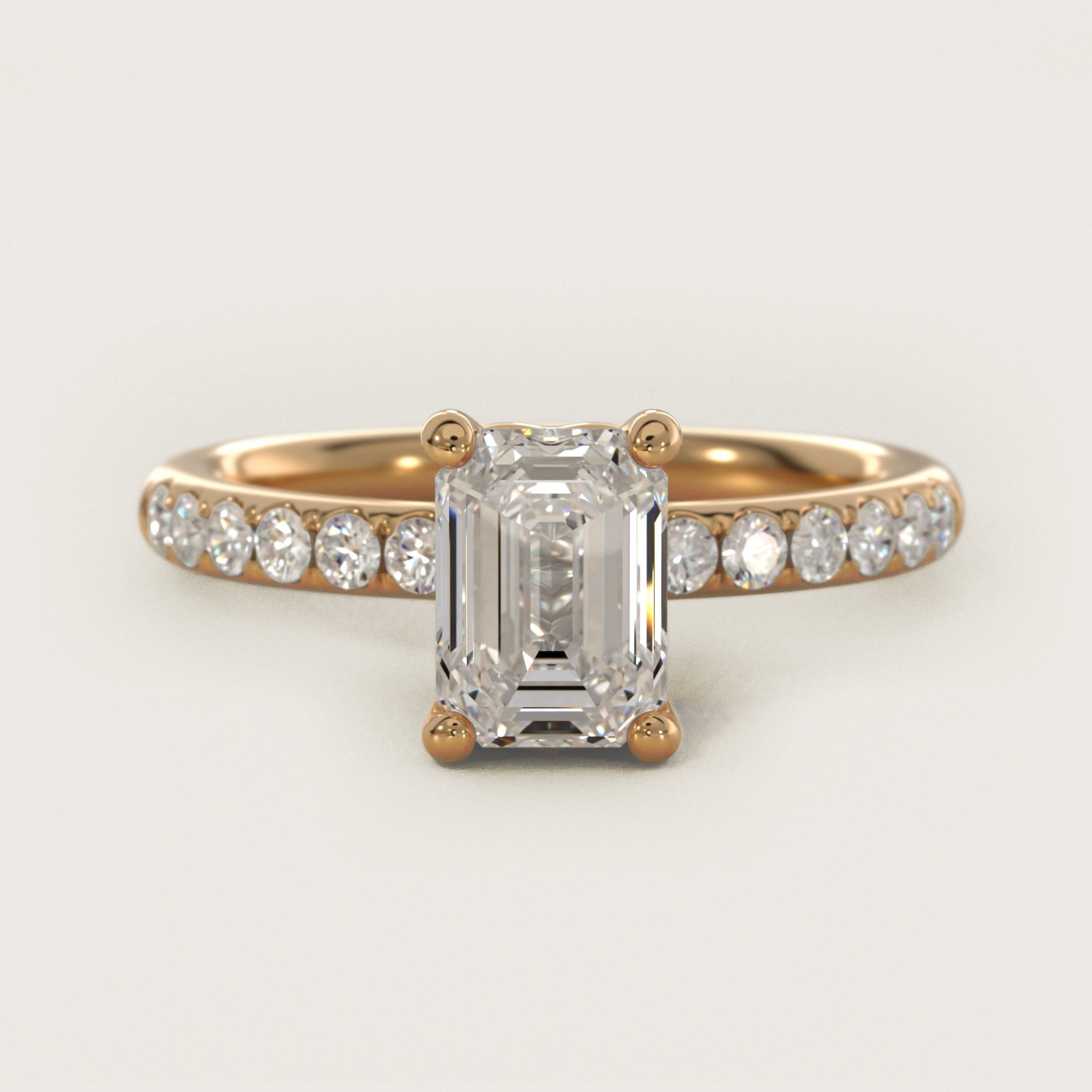 Mini Micropav? Diamond Engagement Ring in 18k Yellow Gold - Emerald Center