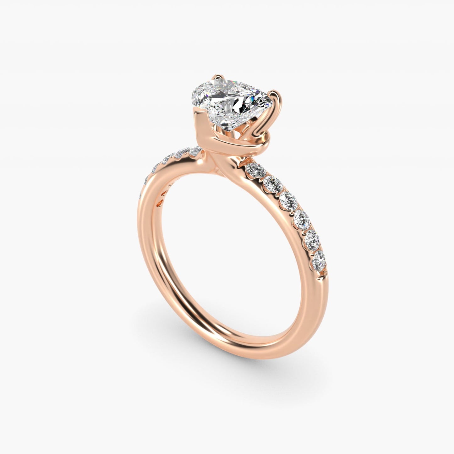 Mini Micropav? Diamond Engagement Ring in 18k Rose Gold - Heart Center