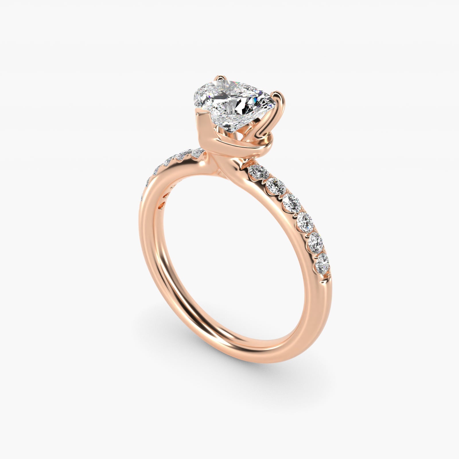 Mini Micropav? Diamond Engagement Ring in 18k Rose Gold - Heart Center
