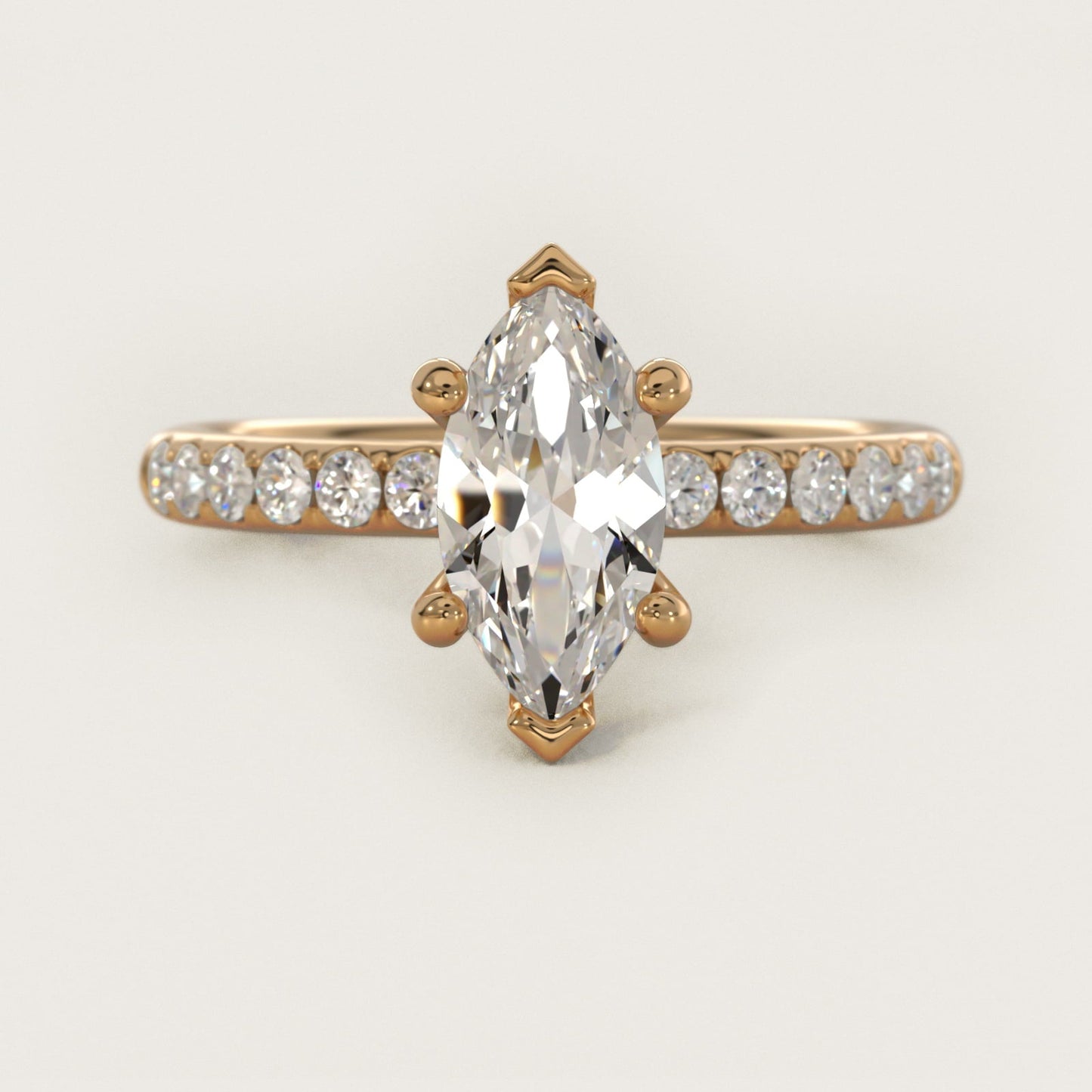 Mini Micropav? Diamond Engagement Ring in 18k Yellow Gold - Marquise Center
