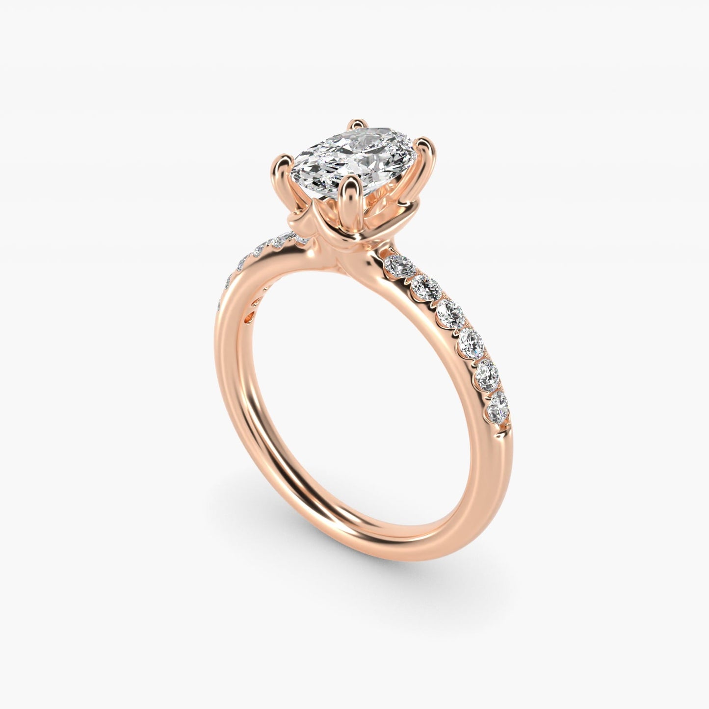 Mini Micropav? Diamond Engagement Ring in 18k Rose Gold - Oval Center