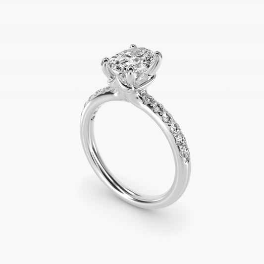 Mini Micropav? Diamond Engagement Ring in 18k White Gold - Oval Center