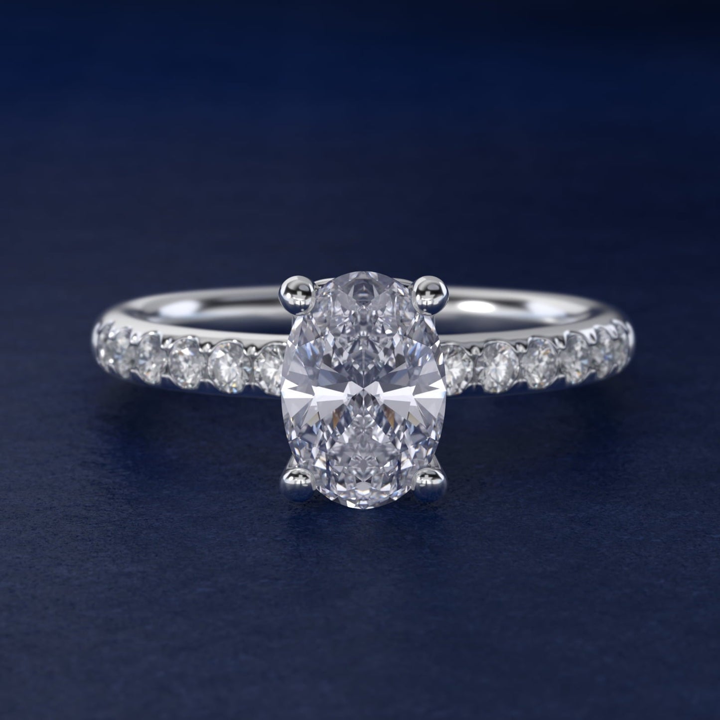 Mini Micropav? Diamond Engagement Ring in 18k White Gold - Oval Center