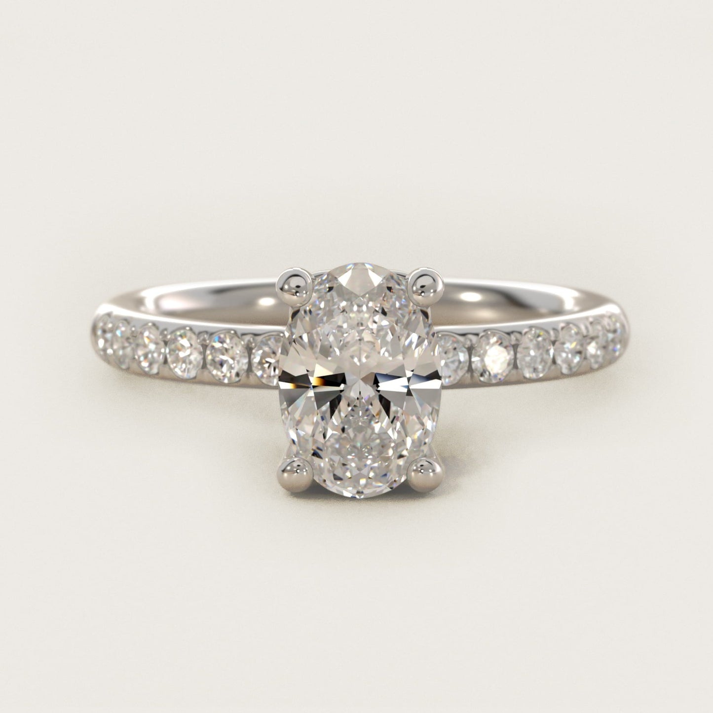 Mini Micropav? Diamond Engagement Ring in 18k White Gold - Oval Center