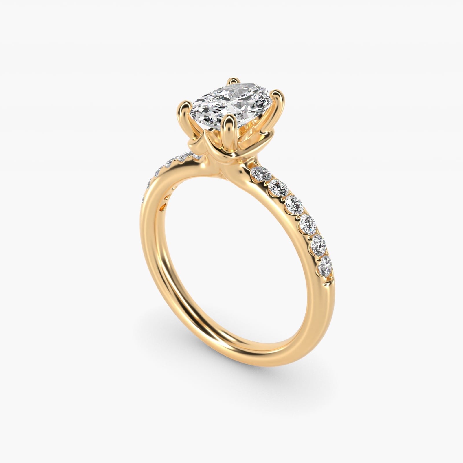 Mini Micropav? Diamond Engagement Ring in 18k Yellow Gold - Oval Center
