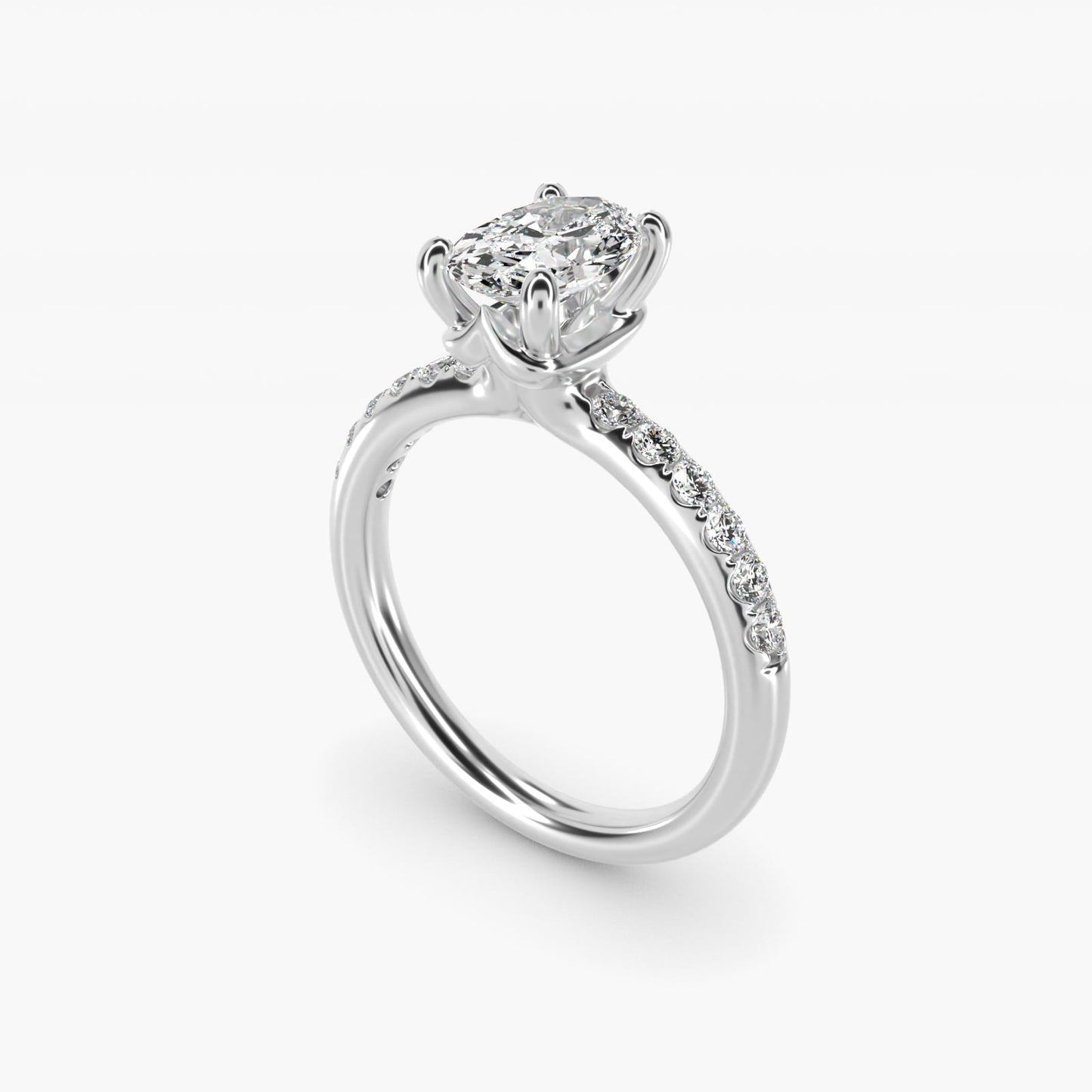 Mini Micropav? Diamond Engagement Ring in Platinum - Oval Center