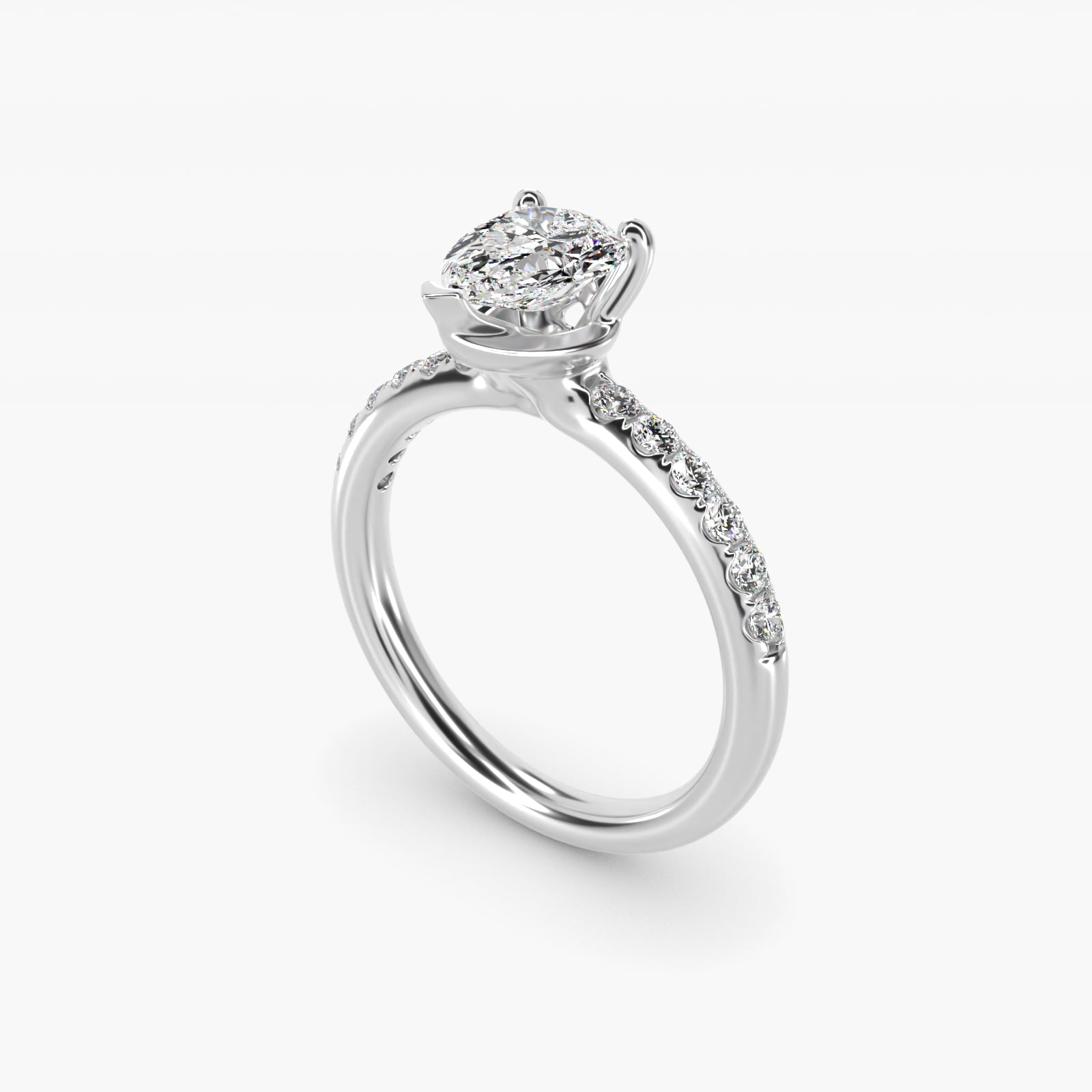 Mini MicropavŽ Diamond Engagement Ring in 14k White Gold - Pear Center
